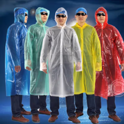 Jas Hujan Plastik Sekali Pakai Poncho Disposable Raincoat - Y903 - Transparent — gambar 2