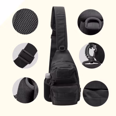 Tas Selempang Crossbody Bag Minimalis Tahan Air Desain Militer - 0702 - Black — gambar 2