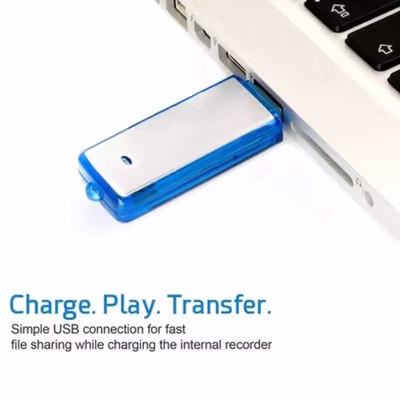 USB Flashdrive Sound Voice Recorder Flashdisk Perekam Suara 8GB - White/Blue — gambar 2