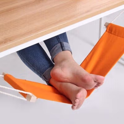 HOUSEEN Mini Hammock Foot Rest Pijakan Kaki Meja - Orange — gambar 2