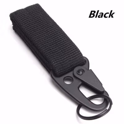 TaffSPORT Gantungan Kunci Quickdraw Carabiner Tactical Nylon Belt - SN74 - Black — gambar 2