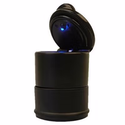 Noctilucent ABS Car Ashtray with LED Light Model A - 4S - Black — gambar 2