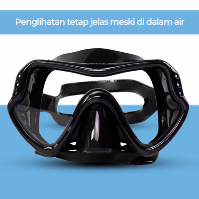 TaffSPORT ZACRO Kacamata Selam Scuba Diving Tempered Glass - 502 - Black — gambar 2