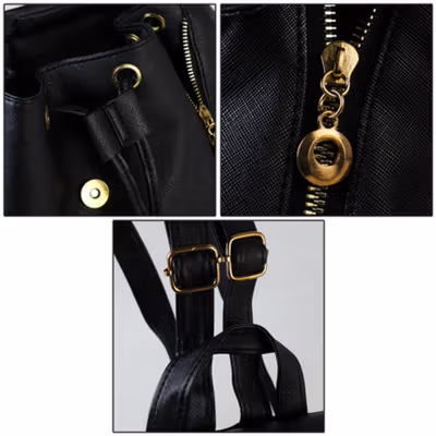 Tas Kulit Ransel Wanita Japan Style - KZ4 - Black — gambar 2