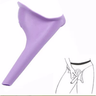 Urinator Silikon Wanita Emergency Portable Urinal - XBQ - Purple — gambar 2