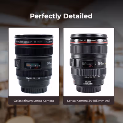 CANIAM Botol Minum Tumbler Panas Dingin Lensa Kamera 24-105mm 400ml - Black — gambar 2