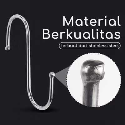 Hanger Gantungan Serbaguna Stainless Steel 10 PCS - M127105 - Silver — gambar 2