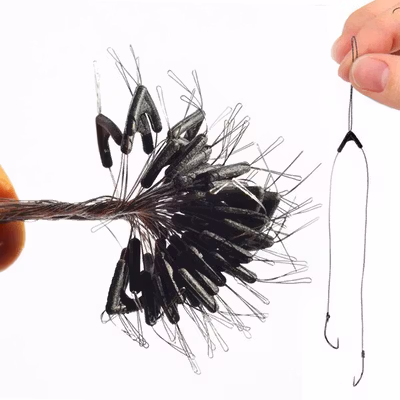 Double Hooks Contractor Fishing Line Kail Pancing 50 PCS - Black — gambar 2