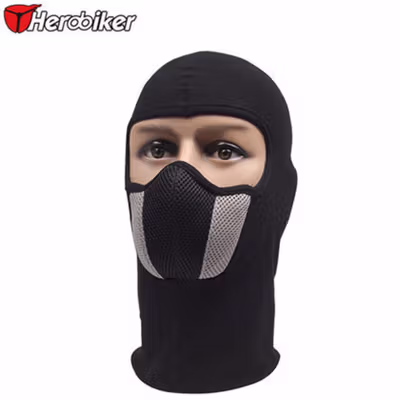 Herobiker Masker Motor Full Face Ala Ninja - HR45 - Black/Gray — gambar 2