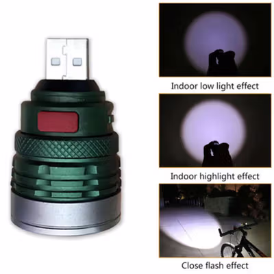 Senter LED USB Zoomable Mini Handy Flashlight 800 Lumens - Army Green — gambar 2