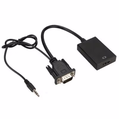 Kabel Adapter Converter VGA Male ke HDMI 1080p dengan Audio - Black — gambar 2