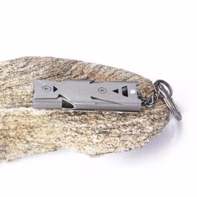 BAKMK Peluit Survival Double Pipe Stainless Steel - BLW24 - Gray — gambar 2