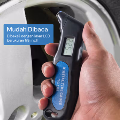 TEHAOGJ Pengukur Tekanan Angin Ban Mobil Digital Tire Pressure Gauge - TG105 - Black — gambar 2