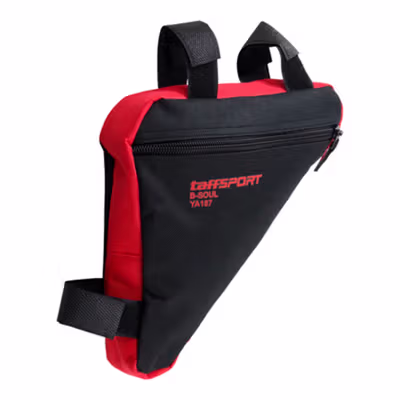 TaffSPORT Tas Sepeda Frame Segitiga Bike Bag Waterproof Nylon - YA187 - Black/Red — gambar 2