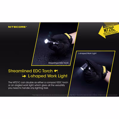 NITECORE Senter LED CREE XP-L HD V6 Waterproof IPX8 1000 Lumens - MT21C - Black — gambar 2