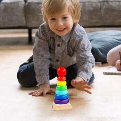 JOKEJOLLY Mainan Anak Montessori Rainbow Tower Children Toy - HX2804 - Multi-Color — gambar 2