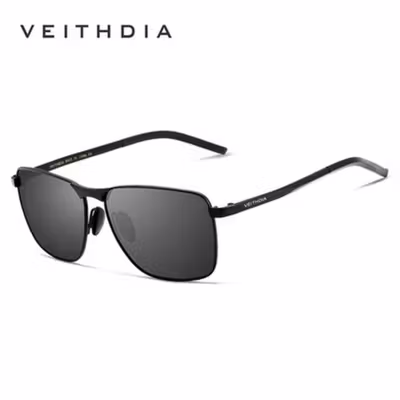 VEITHDIA Renekton Kacamata Vintage UV Polarized Sunglasses - 2462 - Black — gambar 2
