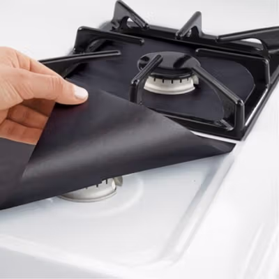 Alas Cover Kompor Reusable Stovetop Burner Protector 27x27cm 4 PCS - CM-KW0288 - Black — gambar 2