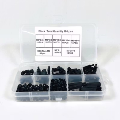 XHHD Set Stand-off Spacer Kit Nylon M3 180 PCS - M3 - Black — gambar 2