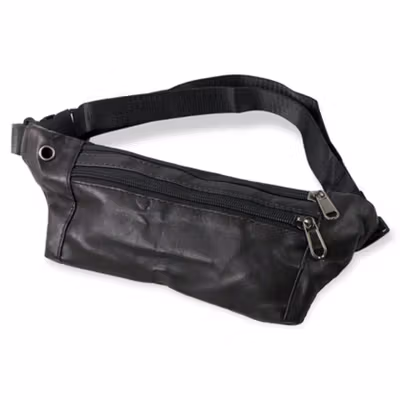 Rhodey Tas Pinggang Selempang Pria Waistbag Bahan Kulit - 1851 - Black — gambar 2