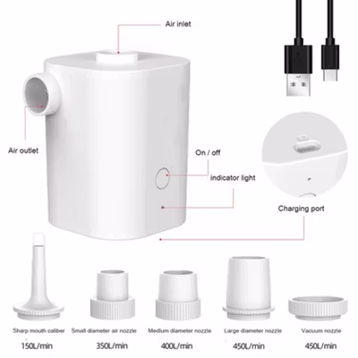 Onlynana Pompa Angin Mini Electric Air Pump Vacuum 25W 2500mAh - WST-309 - Black — gambar 2