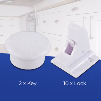 KOOLBOY Kunci Laci Lemari Magnetic 10 Lock 2 Key - LK-002-KB - White — gambar 2