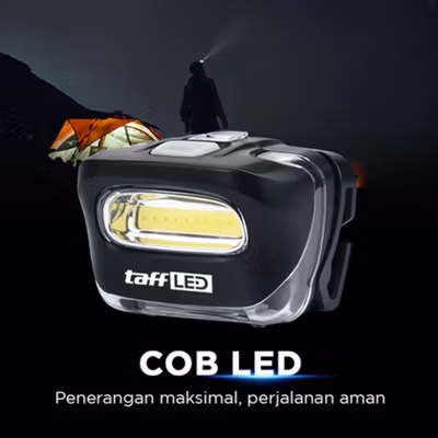 TaffLED Senter Kepala Headlamp LED Waterproof - HE25 - Black — gambar 2