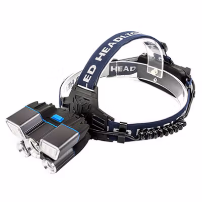 Albinaly Senter Kepala Headlamp Cree XM-L2+2XPE+Red Blue LED - TG-007 - Black — gambar 2