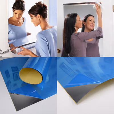 SOLEDI Sticker Dekorasi Dinding Reflection Mirror PVC 50x100cm - SL02 - Silver — gambar 2