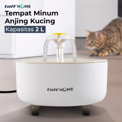 TaffHOME FEIDASH Tempat Minum Anjing Kucing Fountain Dispenser 2L - G3370 - White — gambar 2