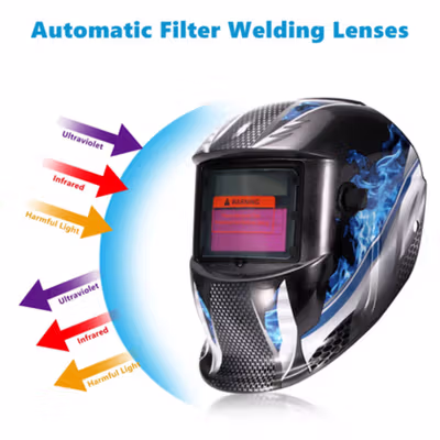 TaffGUARD Helm Las Otomatis Auto Darkening Welding Helmet - HW10 - Black/Blue — gambar 2