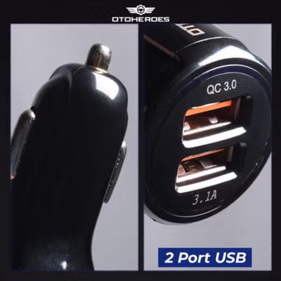 OTOHEROES Car Charger Mobil Fast Charging QC 3.0 Dual USB Port 3.1A - DC-681 - Black — gambar 2