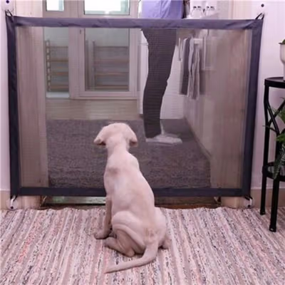 Magic Gate Pagar Jaring Penghalang Binatang Portable Pet Mesh Fence - TV1 - Black — gambar 2
