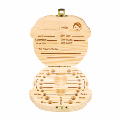 Kotak Tempat Gigi Susu Bayi Baby Teeth Wood Box Bayi Perempuan - No Color — gambar 2
