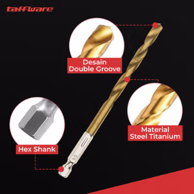 Taffware Mata Bor Power Drill Steel Titanium Hex Shank 13 PCS - SV-VDB13 - Golden — gambar 2