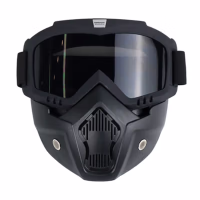 TaffSPORT BOLLFO Kacamata Goggles Mask Motor Retro Windproof - MT-04 - Black/Gray — gambar 2
