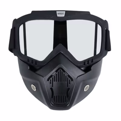 TaffSPORT BOLLFO Kacamata Goggles Mask Motor Retro Windproof - MT-04 - Black/Silver — gambar 2