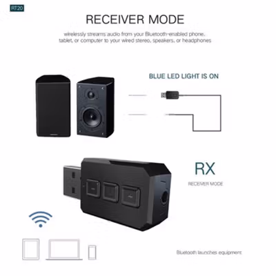 VIKEFON USB Bluetooth 5.0 Transmitter Receiver Audio Adapter - RT02 - Black — gambar 2