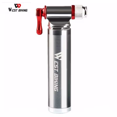 WEST BIKING Pompa Angin Ban Sepeda CO2 Inflator Portable Bike Pump - Silver — gambar 2