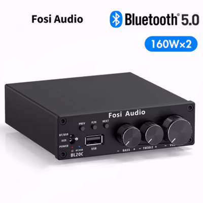 Fosi Audio Bluetooth 5.0 Amplifier 2.1 Receiver Class D 2x160W - BL20C - Black — gambar 2