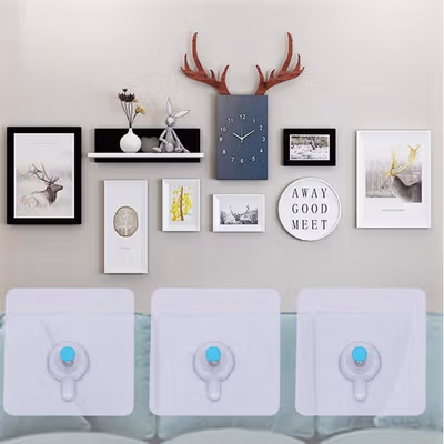 Basedidea Gantungan Frame Foto Lukisan Photo Frame Wall Hanger 4 PCS - BSD4 - White — gambar 2