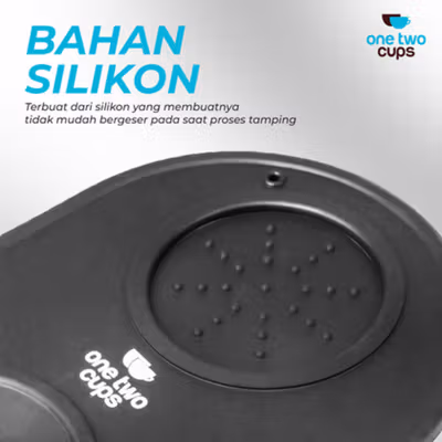 One Two Cups Silicone Holder Mat Tamper Kopi Espresso Barista - 0310 - Black — gambar 2