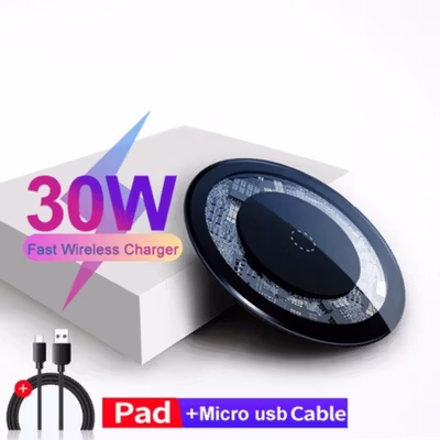 ESVNE Qi Wireless Charger Fast Charging 30W - ES30WTMG - Black — gambar 2