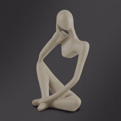 VILEAD Pajangan Dekorasi Nordic Abstract Thinker Statue Resin Style A - Z090 - Beige — gambar 2