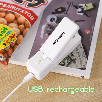 TaffHOME Alat Perekat Plastik Portable Heat Sealer USB Rechargeable - LK-702 - White — gambar 2