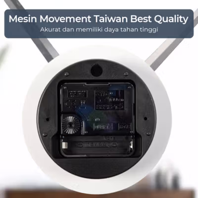 TaffHOME Jam Dinding Bulat DIY Quartz Silent Movement 90-100cm - DIY-104 - Silver — gambar 2