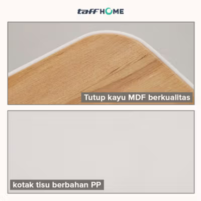TaffHOME Kotak Tisu Kayu Multifungsi Tissue Box Organizer Model 1 Slot - ZJ01 - White — gambar 2