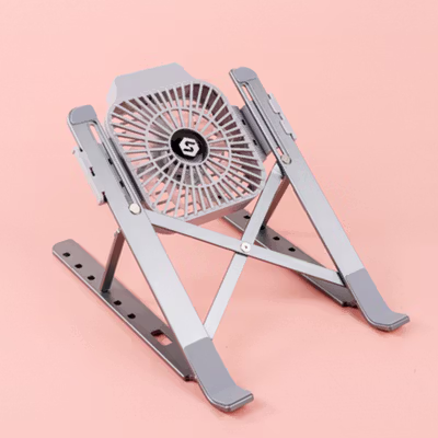 DANYCASE Laptop Stand Aluminium Foldable with Cooling Fan - DC1316 - Gray — gambar 2