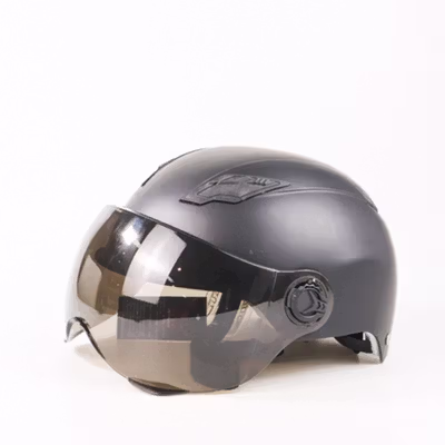 TaffSPORT Helm Sepeda Skuter Elektrik Half Face Visor - 328 - Black — gambar 2