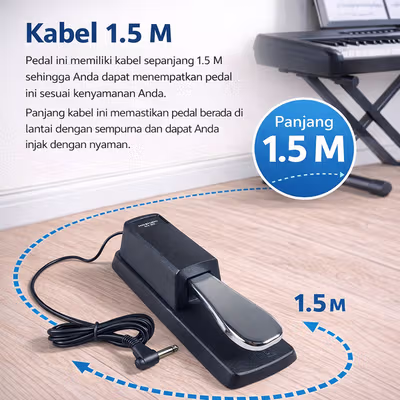 TaffSTUDIO Pedal Damper Sustain Piano Keyboard Universal Jack 6.35 mm - WTB-005 - Black — gambar 2